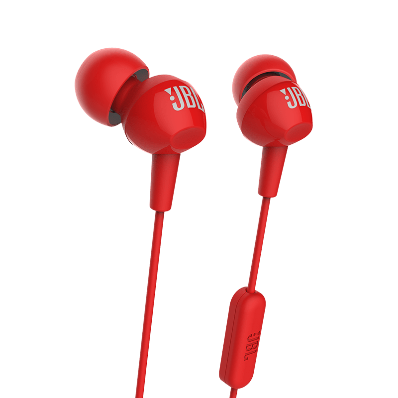 JBL C150SI Red Earphones Hero Photo