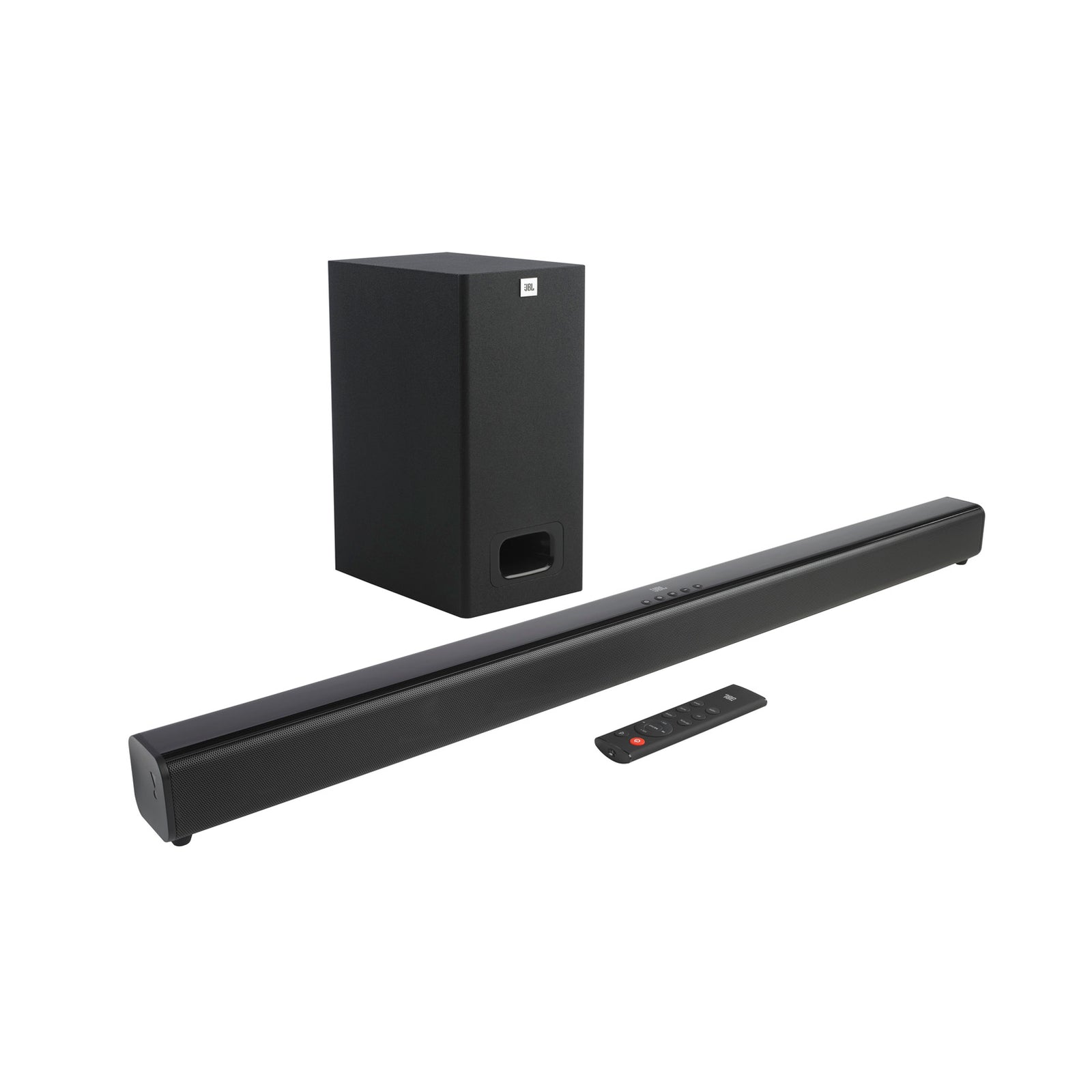 JBL Cinema SB130 Soundbar with subwoofer and remote photo