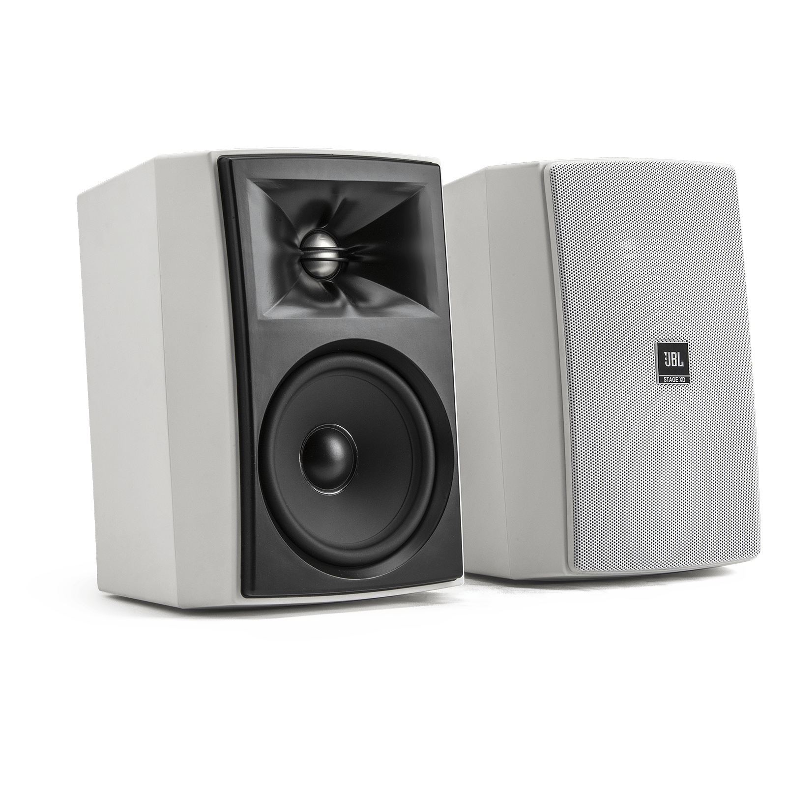 JBL Stage XD 5 Speakers White Pair With and Without grille photo