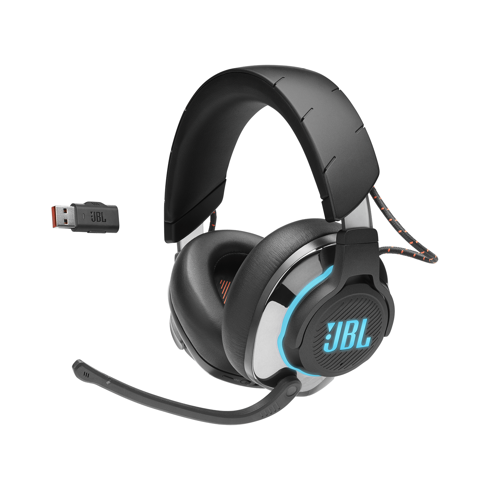 JBL Quantum 810 Wireless Headset Hero photo with Dongle