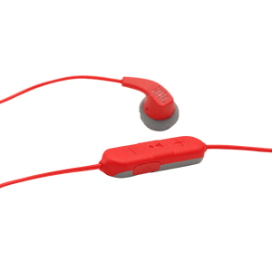 JBL Endurance Run BT Red Earphones Drama featuring earphone and button photo