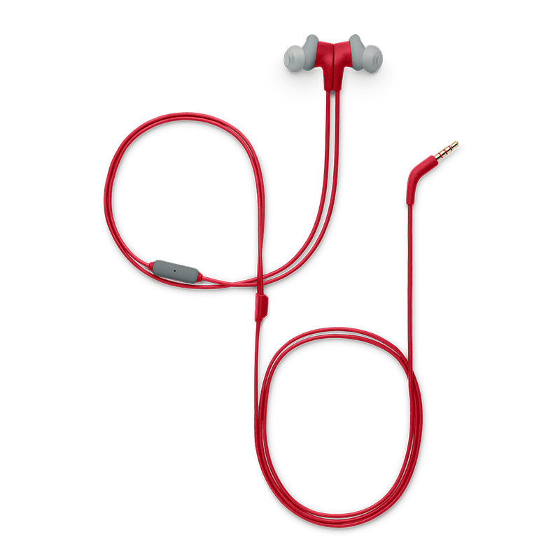 JBL Endurance Run Red Earphones Showing Magnetic Feature Photo