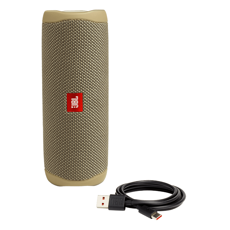 JBL Flip 5 Speaker Desert Sand Product and Cable Photo