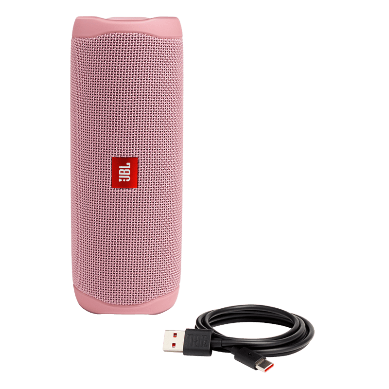JBL Flip 5 Speaker Dusty Pink Product and Cable Photo