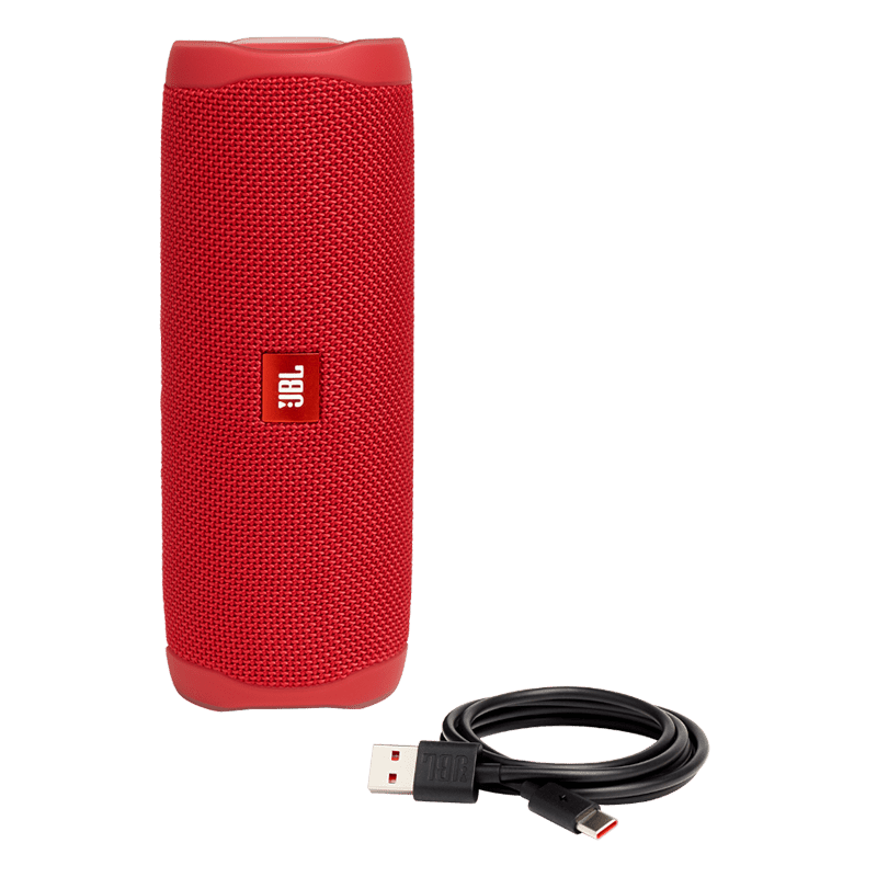 JBL Flip 5 Speaker Fiesta Red  and Cable Photo