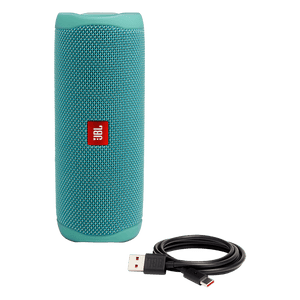 JBL Flip 5 Speaker River Teal  and Cable Photo