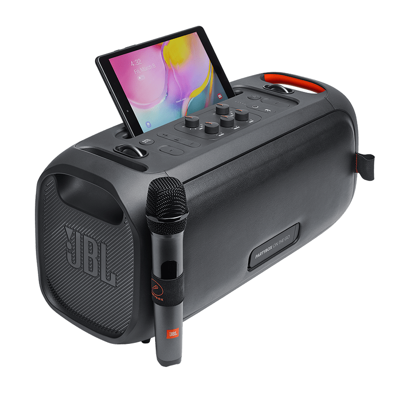 JBL Partybox On The Go (OTG) with Tablet in Horizontal Photo