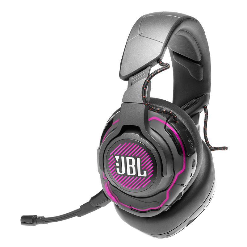JBL Quantum ONE Headset Side View with Microphone Down Photo