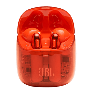 JBL TUNE 225TWS Earbuds Ghost Orange Case Open View Photo